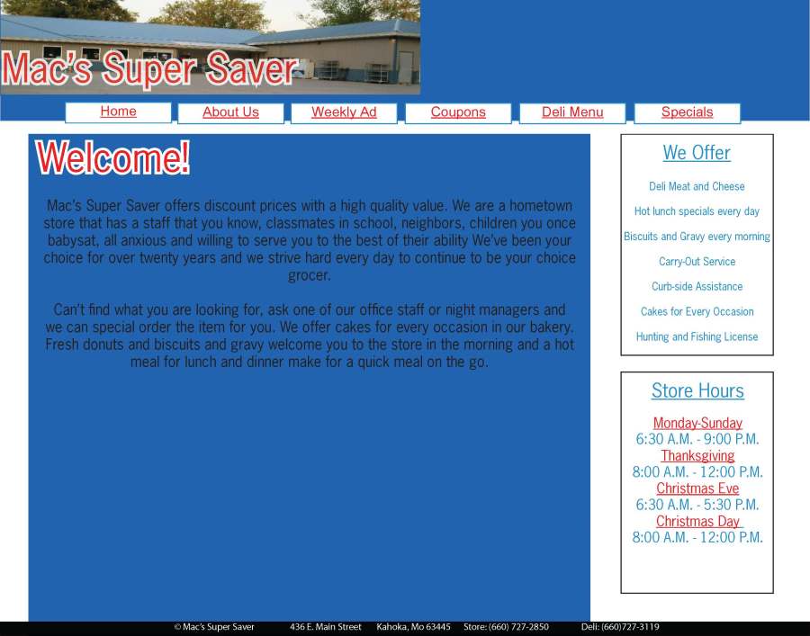Mac's Super Saver Website Design for Advanced Media Design